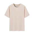 Men's dark grey waffle-knit short sleeve T-shirt showing textured fabric detail.
