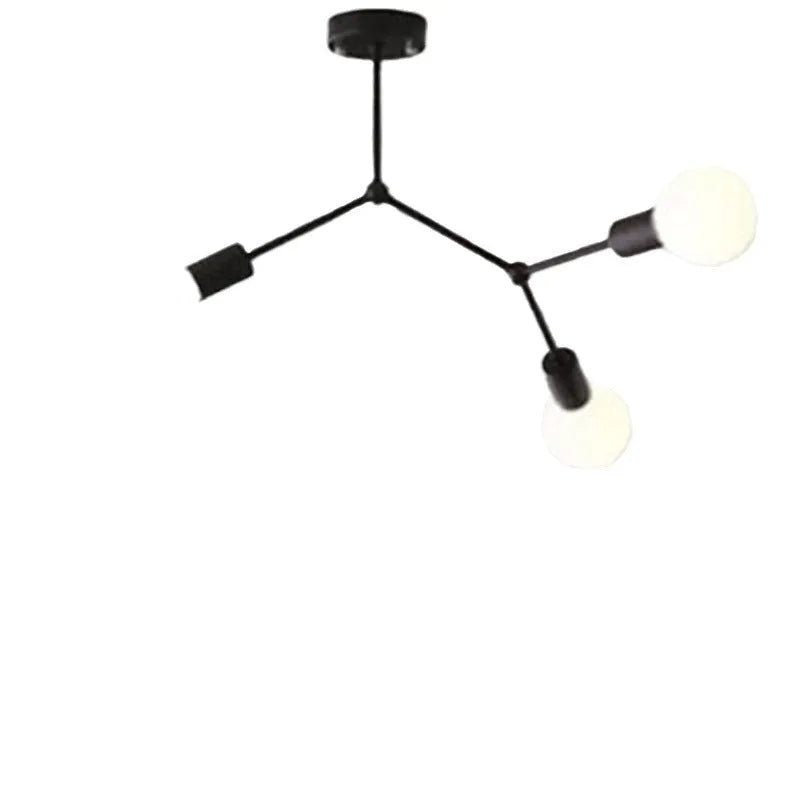 Iron Nordic style chandelier ceiling lamp in black or white with multiple head options