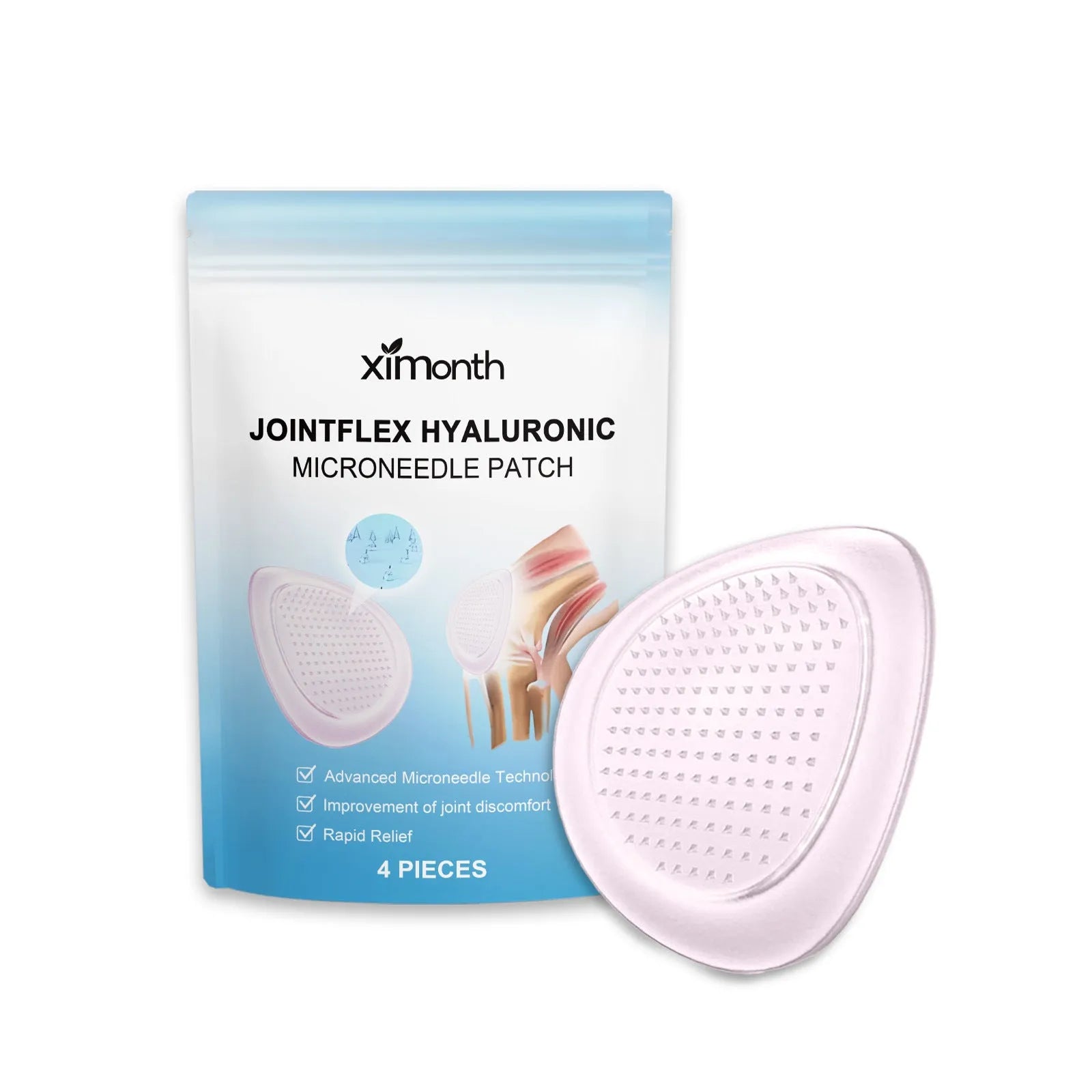 A pack of four Curcumin Joint Microneedle Patches for external body care application.