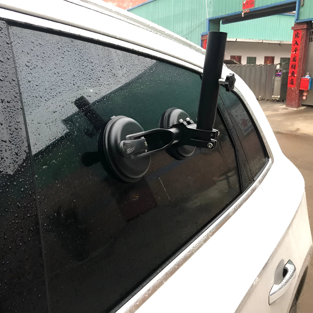 Black off-road car sucker base for windscreen flagpole mounting with round suction cup