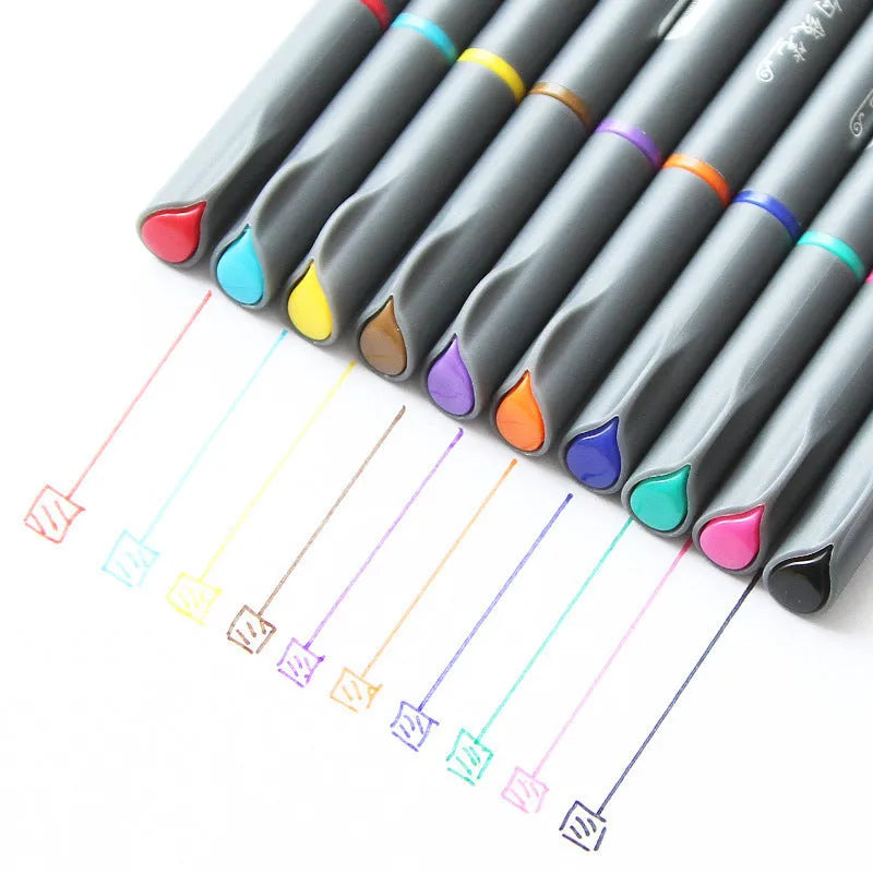 10-piece pack of 0.38mm hook line drawing pens for technical marking applications