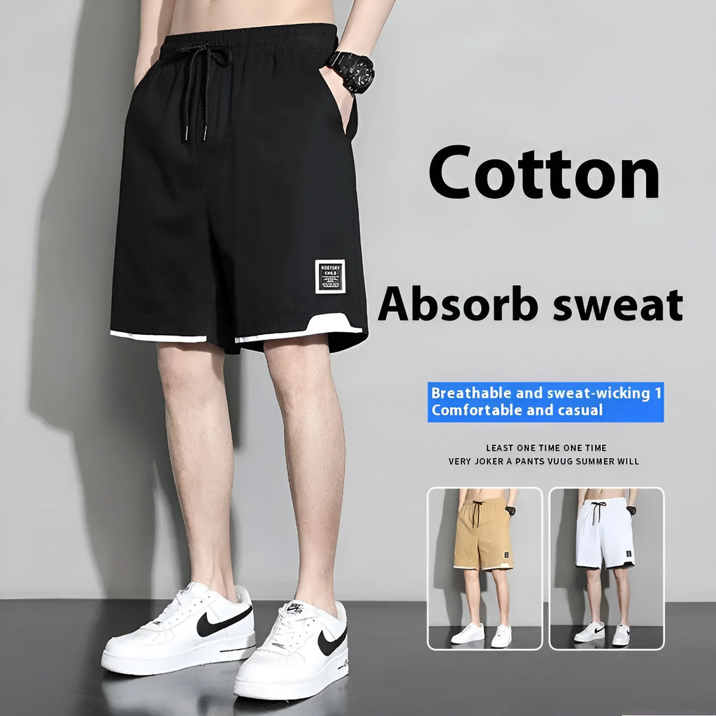 Cotton shorts for boys in black, khaki or white with mid-waist design and extended plus sizes up to 8XL