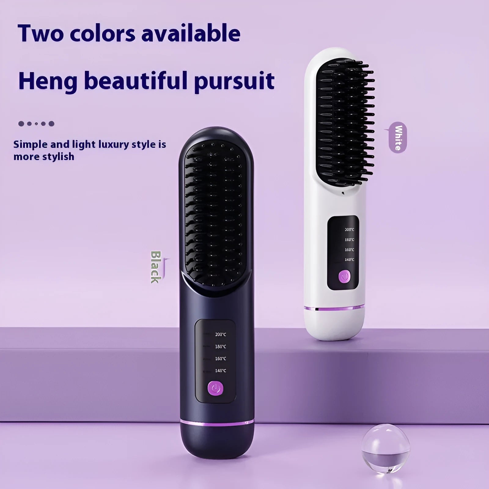 Portable charging negative ion hair comb in white, dark blue or grey colour with ABS plastic construction