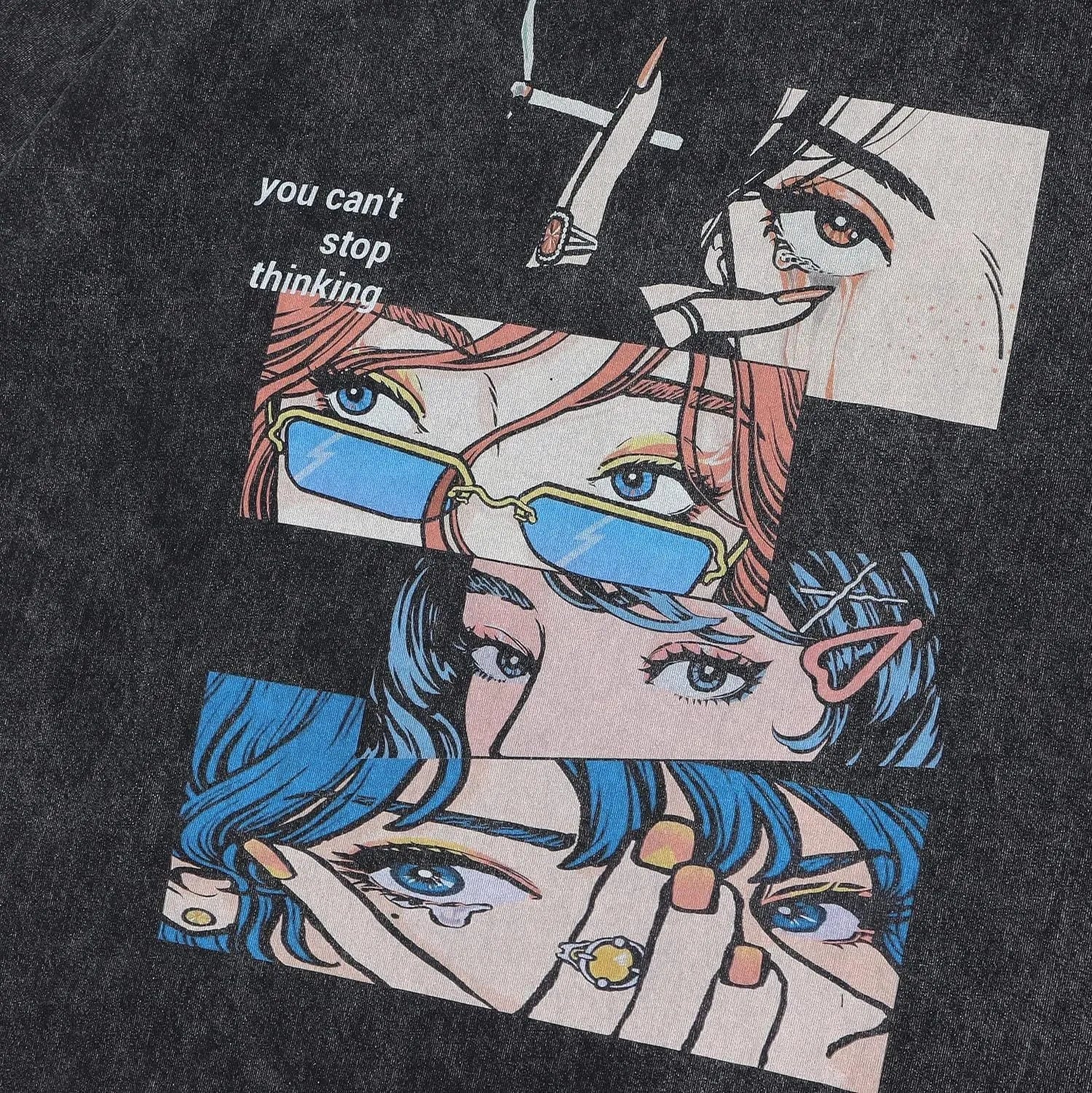 Men's retro style cotton t-shirt with cartoon print in loose streetwear fit for summer casual wear