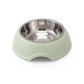 Blue stainless steel pet bowl with non-slip base for cats and dogs