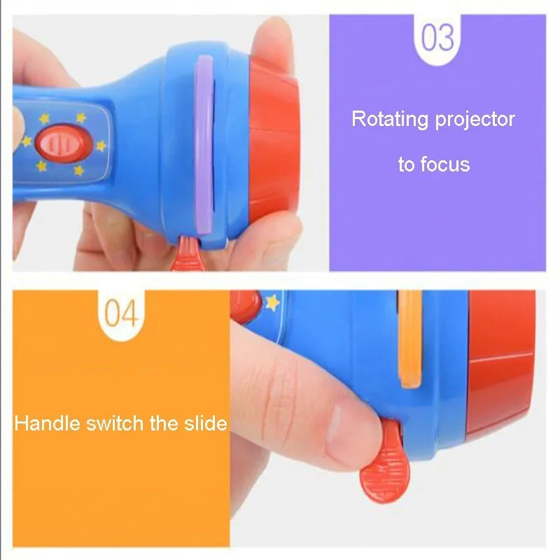 Kids storybook projector torch with four colourful fairy tale projection discs