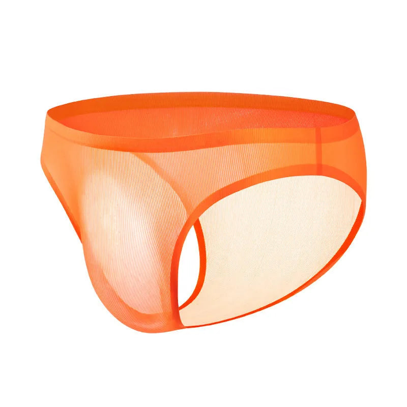 Seamless low waist women's briefs in Ice Silk fabric, shown in multiple colours including black, white, and purple.