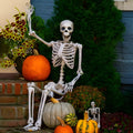 90cm tall plastic skeleton Halloween decoration with movable, articulated joints.