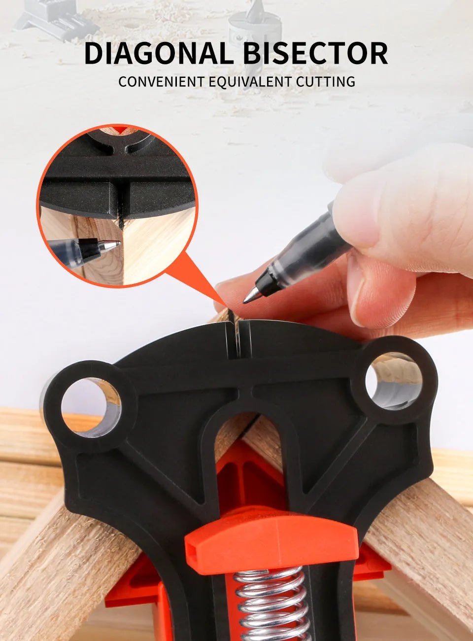 Four plastic 90-degree right angle clips for picture frame assembly and woodworking