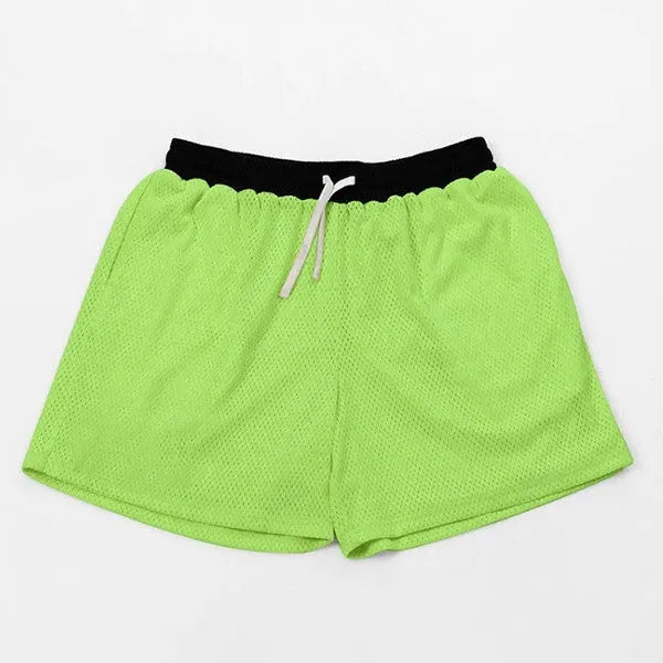 Men's solid colour mesh quick-drying sports shorts for running and fitness workouts in summer