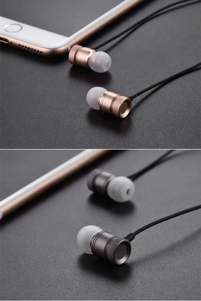 In-ear headphones with TPE cable in four colour options: black, gold, pink, and silver