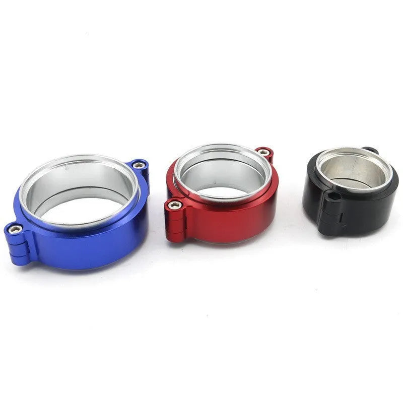 Aluminium car exhaust clamp in black for 2.5 inch turbo downpipe.