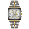 Men's rectangular dial quartz watch with stainless steel case and luminous waterproof features