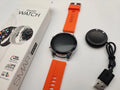 Round aluminium alloy smartwatch with Bluetooth calling and heart rate monitoring on wrist.