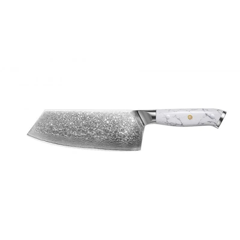 Damascus steel kitchen knife with 21cm VG10 blade and modern simple design