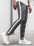 Men's slim trousers with horizontal bar detail, straight leg, in khaki colour