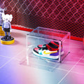 Clear acrylic shoe storage box with magnetic side door and lid