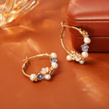 Natural freshwater pearl flower earrings with copper gold plated finish, flower shape, for women