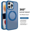 Rotating bracket magnetic suction phone case for iPhone in Deep Sea Blue, Deep Space Black, and Titanium Gray colours