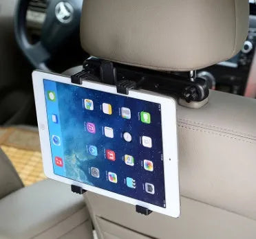 Black universal tablet holder for car rear seats with rotary bracket