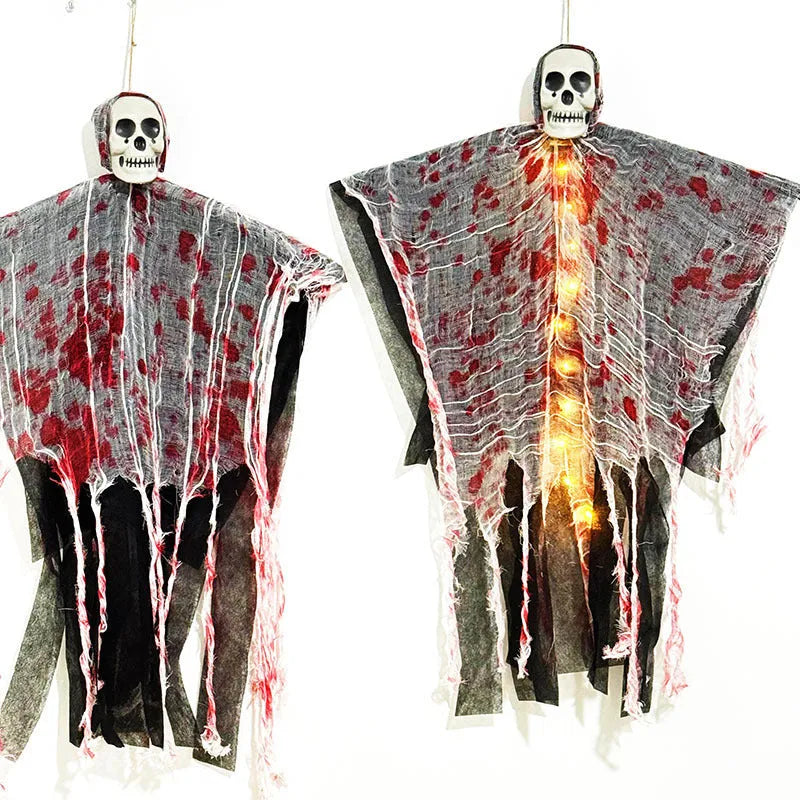 Blood-dyed luminous plastic skull hanging ghost Halloween outdoor decoration