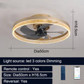 Nordic style ceiling fan with integrated LED lighting and remote control in coffee gold finish
