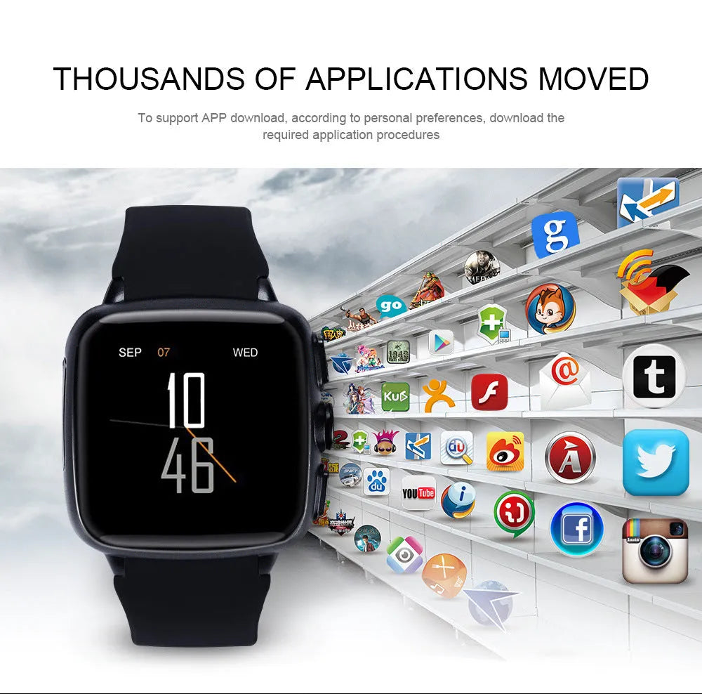 Z01smart watch with 1.54 inch touch screen shown in black and white colour options