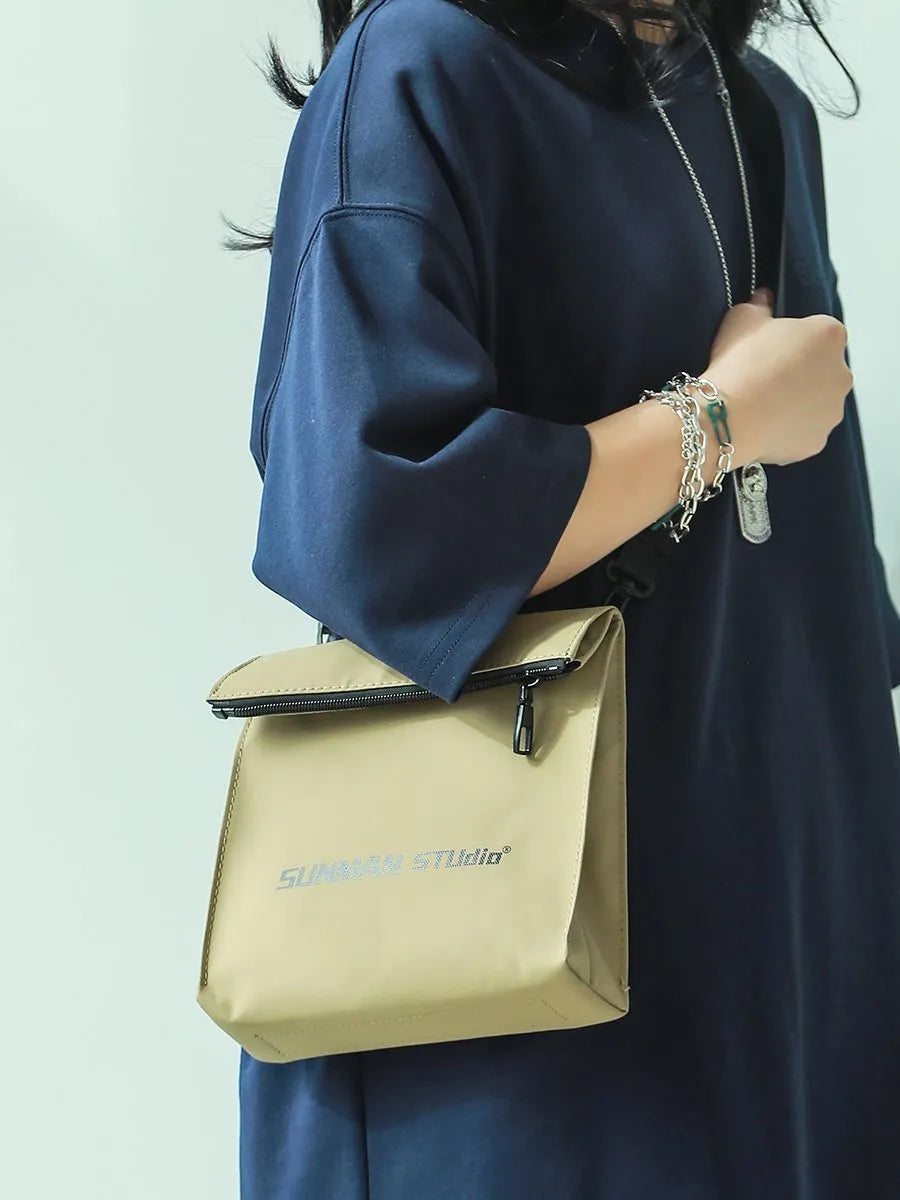 Polyester Oxford messenger bag backpack in street trend style with crossbody design and visible sewing lines