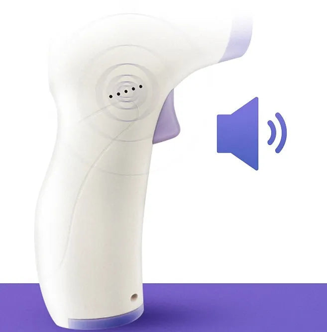 Non-contact infrared thermometer HTD883A with forehead measurement button and digital display for 0.5-second temperature reading