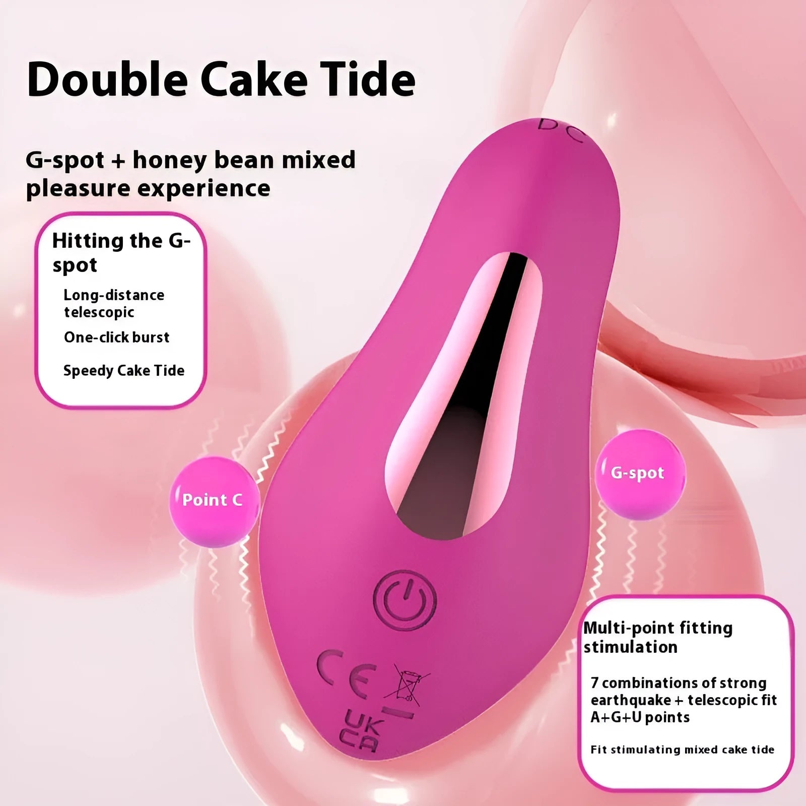 Rose red wearable female massager with smartphone app control and USB charging port