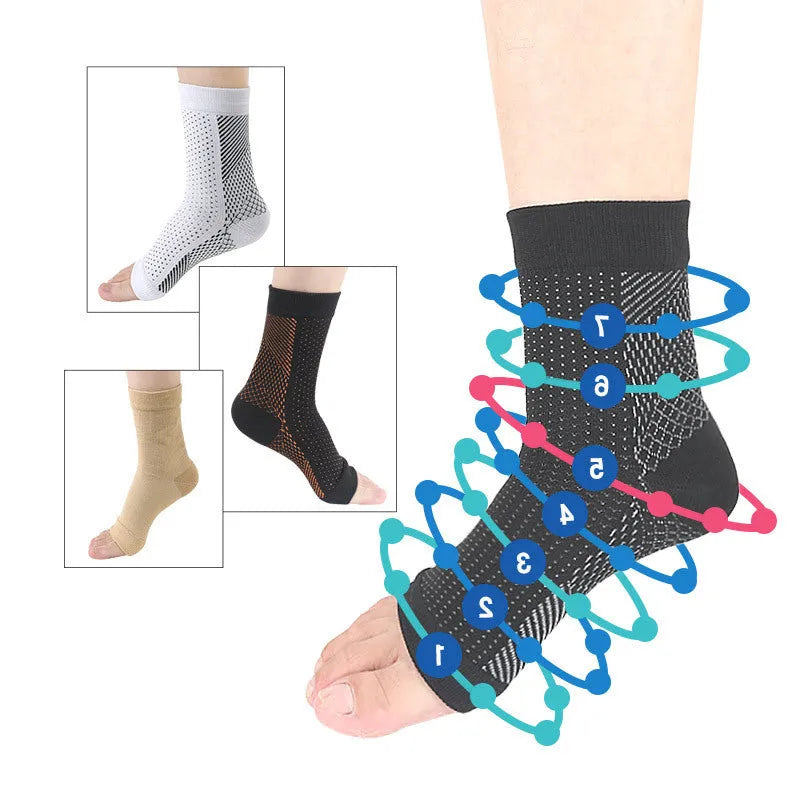 Korean-style functional compression sports sock in black, showing short tube length and elasticated design.