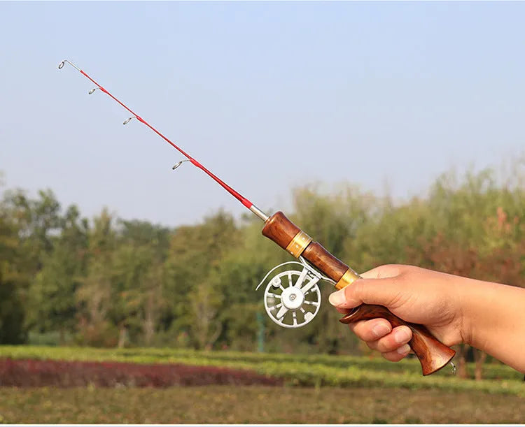 FRP ice fishing rod compact portable straight handle colour option for ice fishing boat