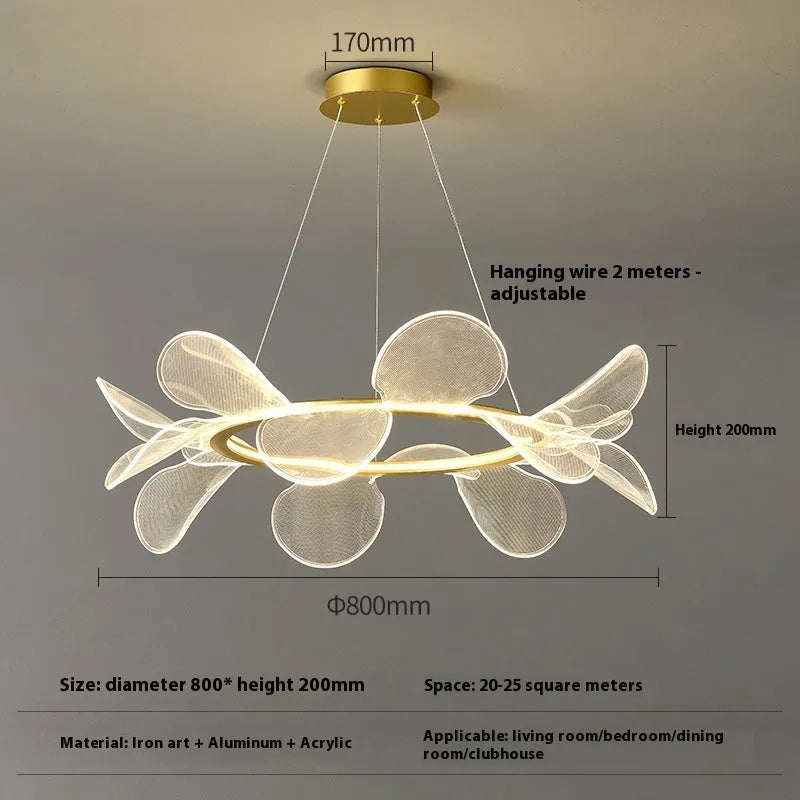 Italian minimal acrylic chandelier ceiling light iron frame 80cm circle