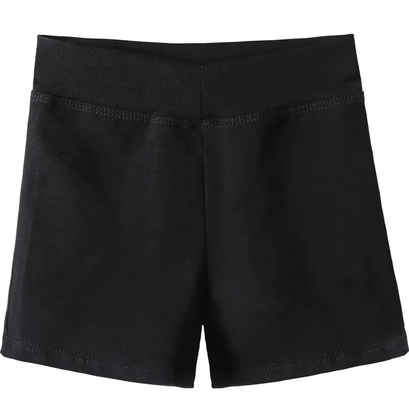 Black cotton women's dance shorts for ballet practice and fitness.