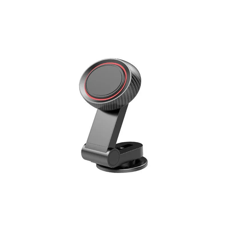 360 degree rotating magnetic car phone holder with sticky base, black, 55x40x95mm, holding a smartphone on a car dashboard