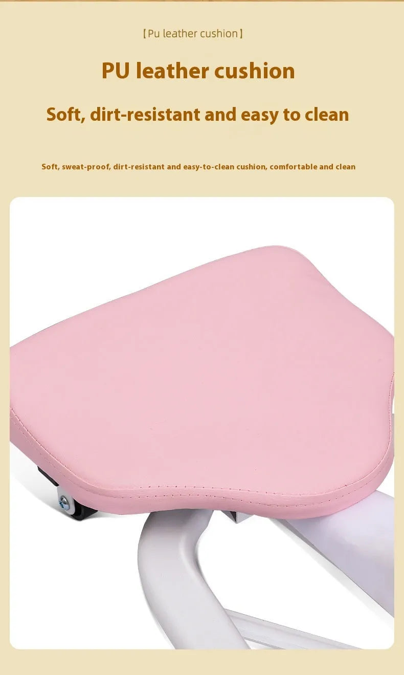 Single-person leg stretching equipment with steel pipe frame, available in pink or blue with optional backrest