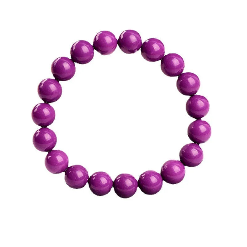 Jiuya purple mica crystal bracelet with polished beads in an original unisex design.