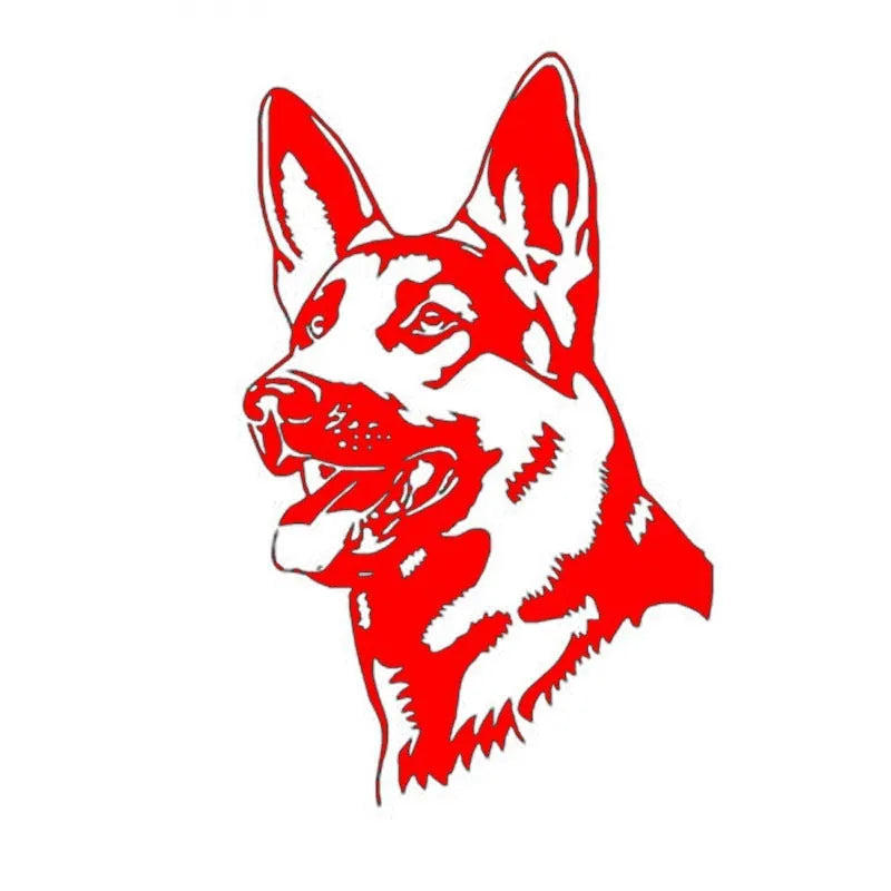 Reflective Alsace Shepherd dog silhouette bumper sticker in multiple colour options