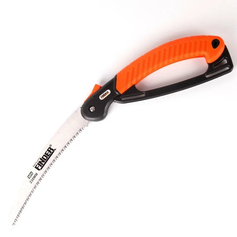 230mm folding pruning saw with TPR grip extended for garden trunk cutting