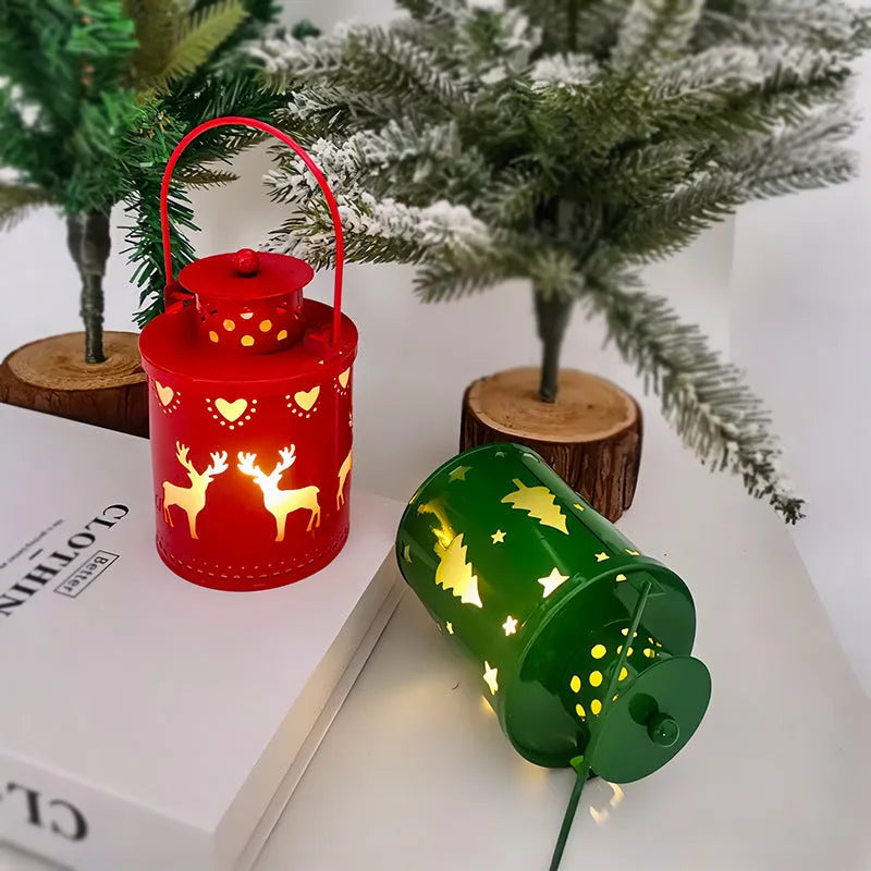 Nordic style electronic Christmas candle light with wrought iron construction and LED flickering illumination