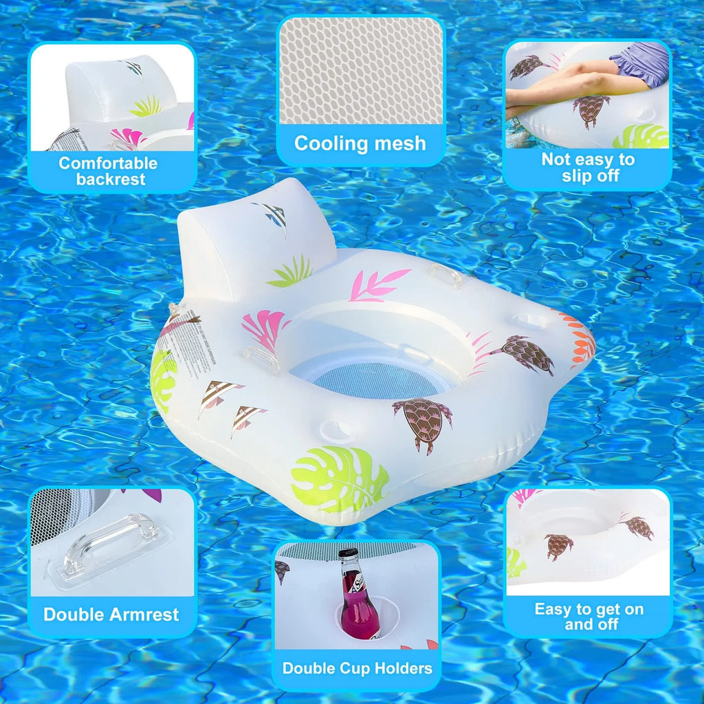 White U-shaped luminous inflatable float seat on water