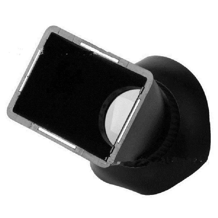 Black camera framing amplifier LCD viewfinder attached to DSLR camera with 2.8x magnification for outdoor shooting