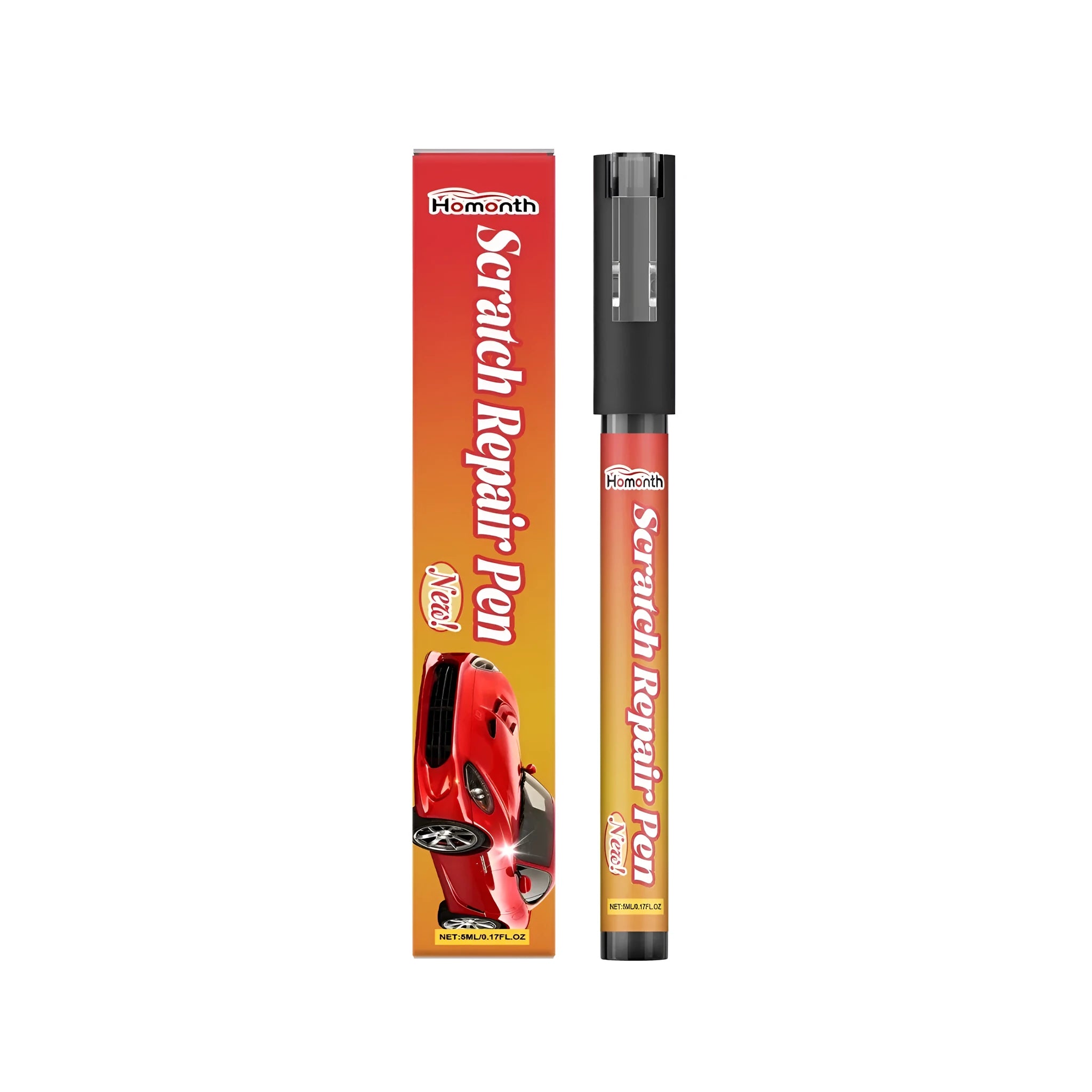 Scratch repair pen with 5ml acrylic formula for furniture touch-up, white liquid visible in clear barrel