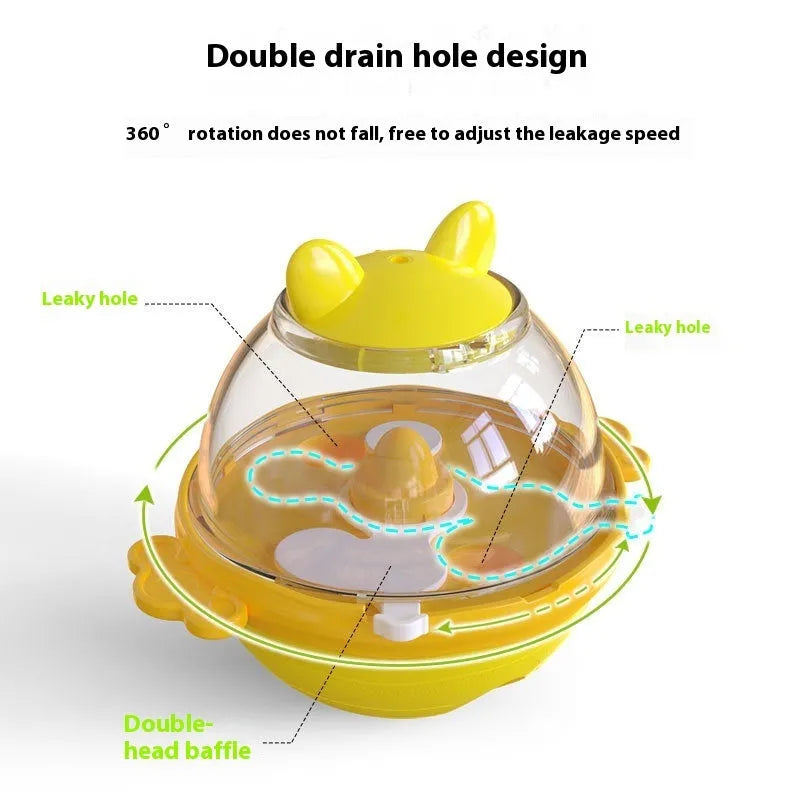 Yellow dog puzzle feeder bowl with maze design for slow feeding, measuring 11.2cm