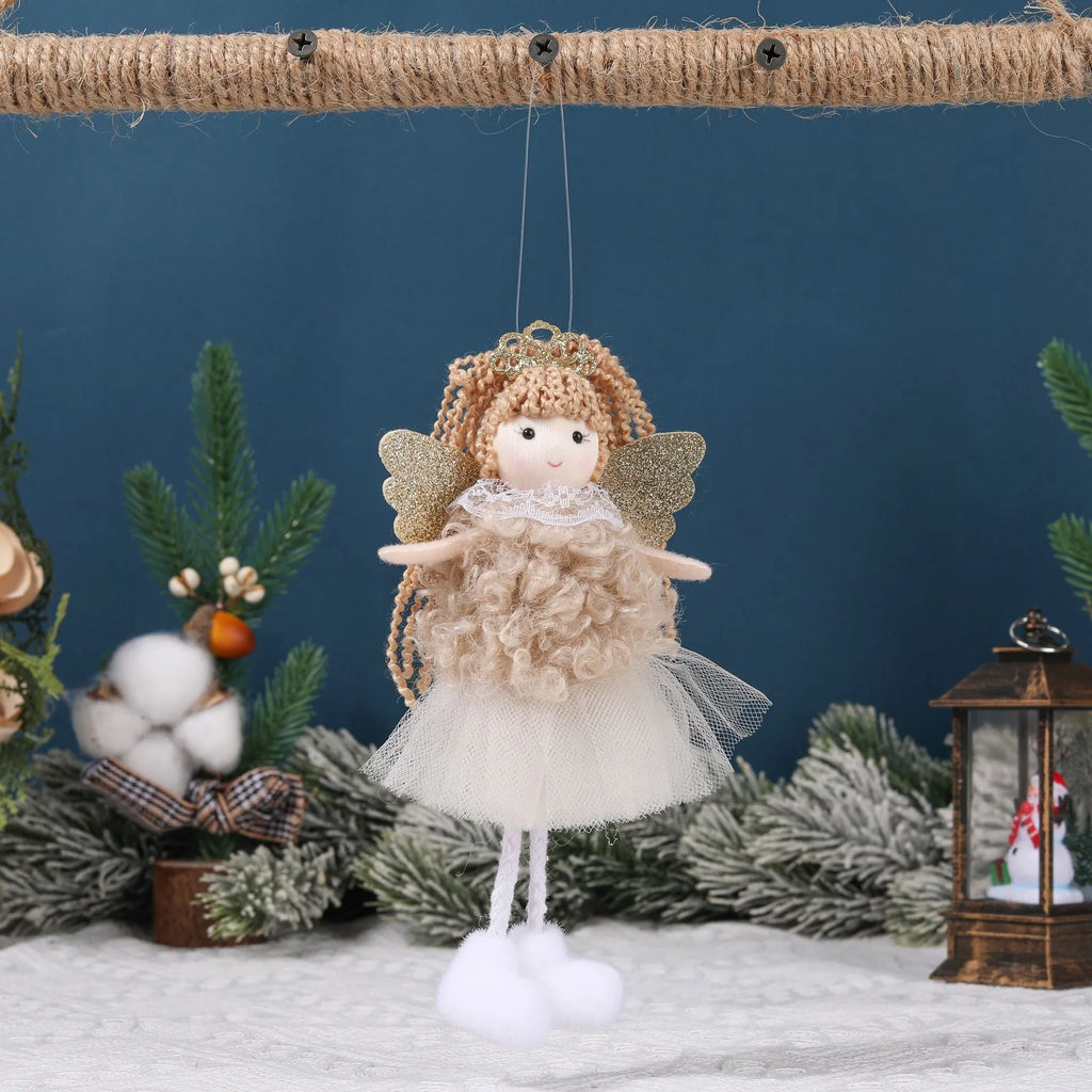 Christmas angel girl fabric pendant for high ponytail hair decoration in cartoon style