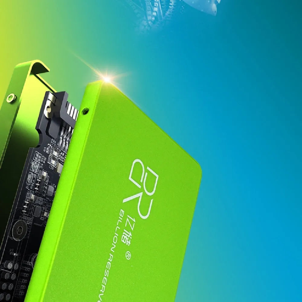 Black 2.5-inch SATA solid state drive showing five capacity options from 128GB to 2TB.
