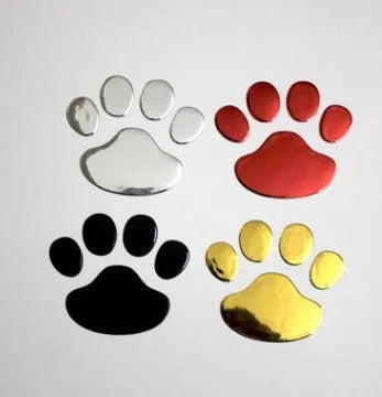 PVC car sticker with hand-shaped brush design showing dog footprint pattern in choice of colours