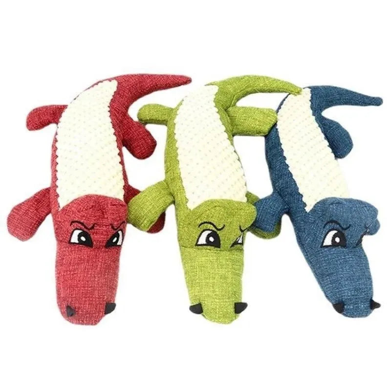 Blue pet plush toy with corn grid texture and biting sound effects for dog and cat play