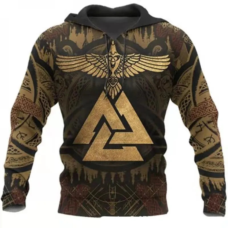 Printed street fashion hoodie for men in loose fit polyester fibre pullover style
