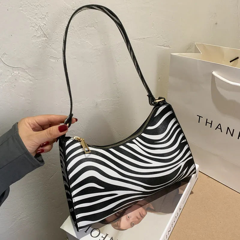 Women's small square underarm bag in PU leather with multiple pattern options
